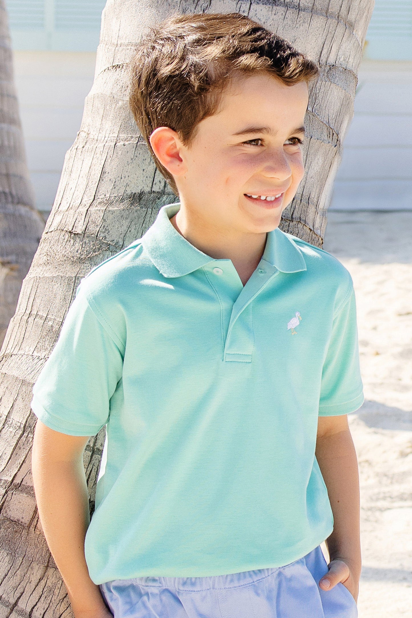 Beaufort Bonnet Prim & Proper Polo & Onesie - Turks Teal & Multicolor Stork