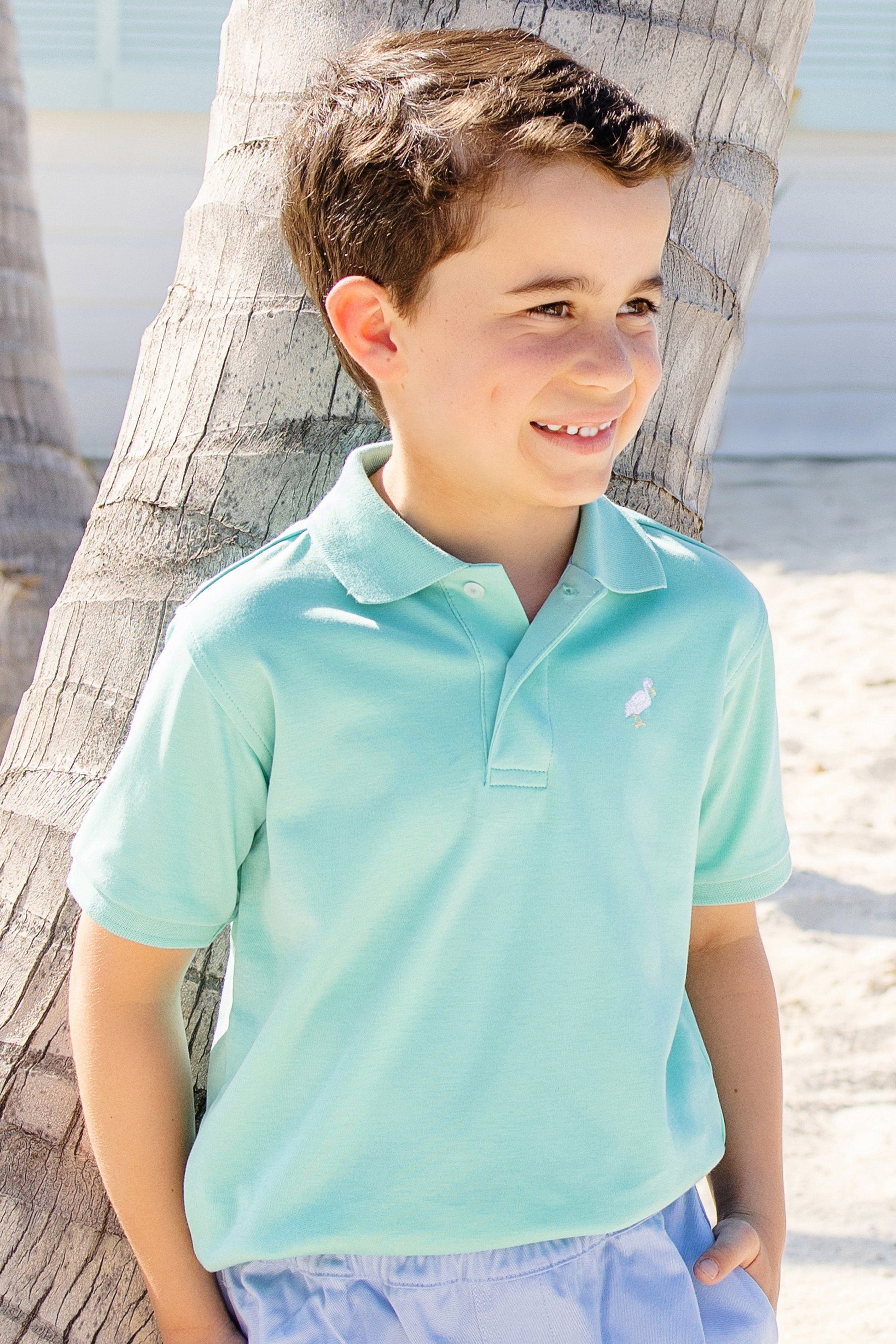 Beaufort Bonnet Prim & Proper Polo & Onesie - Turks Teal & Multicolor Stork