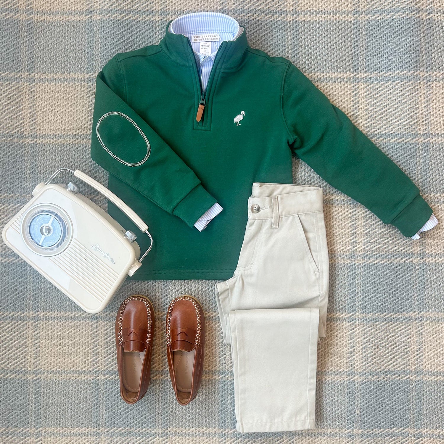 Beaufort Bonnet Prep School Pants - Keeneland Khaki & Nantucket Navy Stork