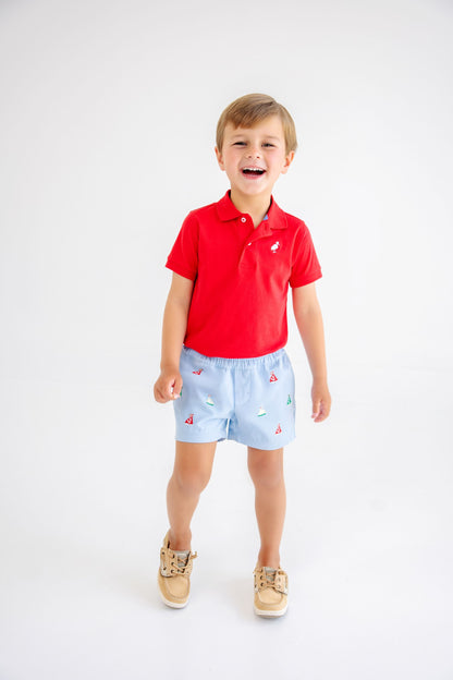 Beaufort Bonnet Critter Sheffield Shorts - Beale Street Blue & Sailboats