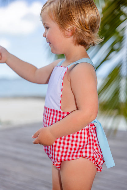 Beaufort Bonnet Sayre Sunsuit - Richmond Red Gingham