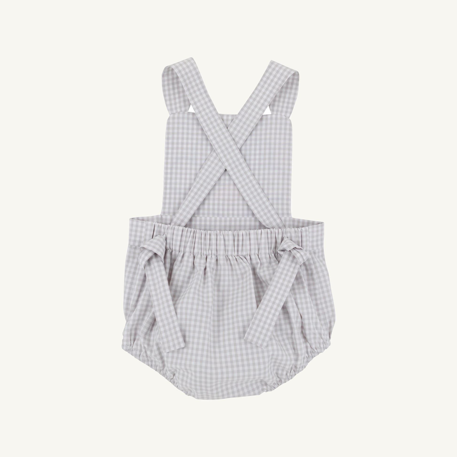 Beaufort Bonnet Sayre Sunsuit - Grantley Gray Mini Gingham & Dog Applique