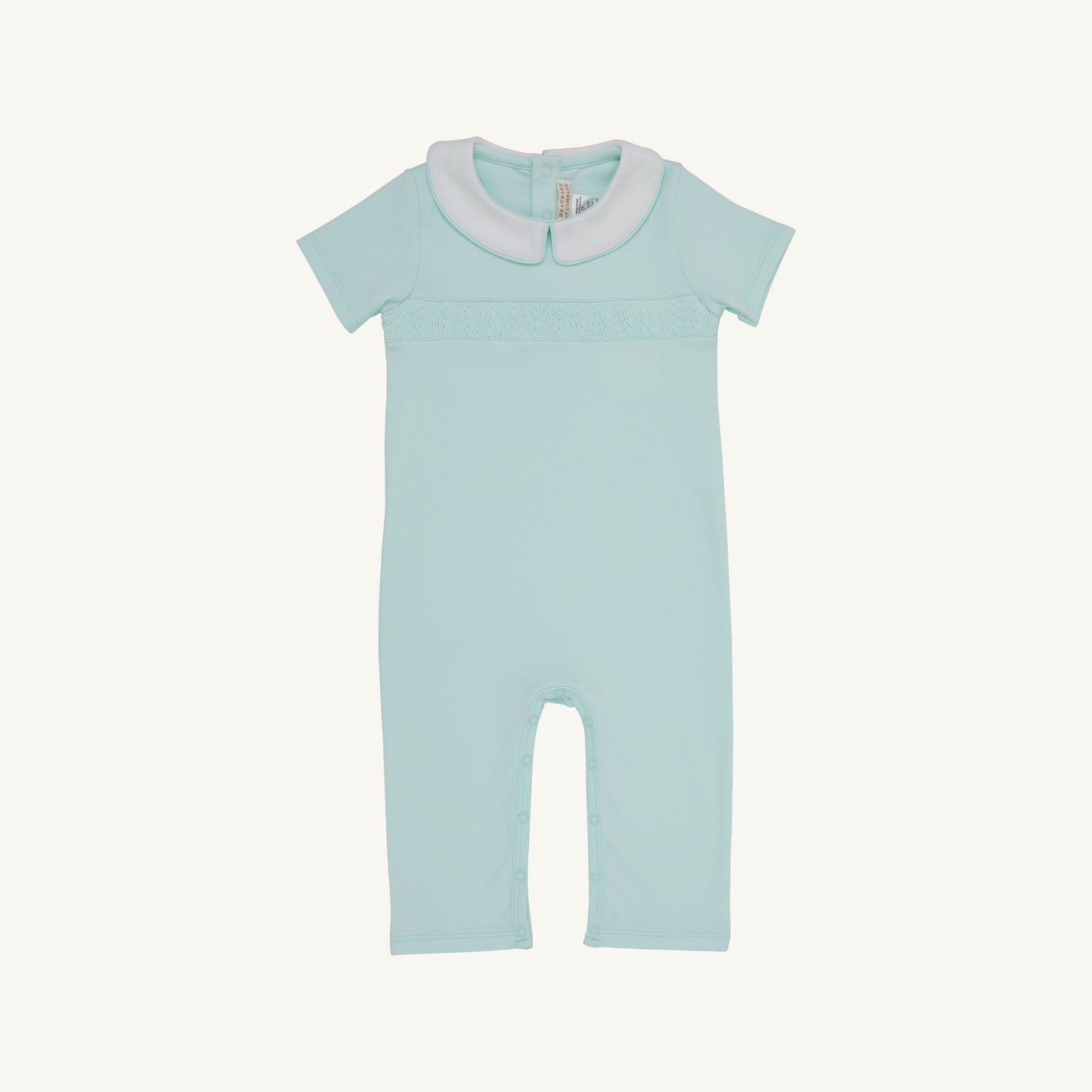 Beaufort Bonnet Short Sleeve Samuel Smocked Romper - Sea Island Seafoam