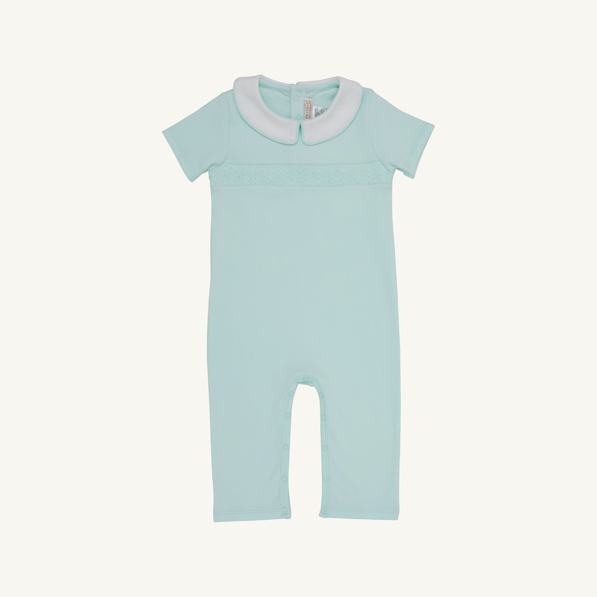 Beaufort Bonnet Short Sleeve Samuel Smocked Romper - Sea Island Seafoam