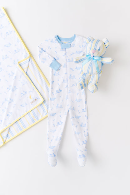 Beaufort Bonnet Bradley Bear - Spartanburg Stripe and Beale Street Blue