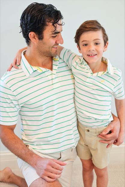 Beaufort Bonnet Croquet Party Polo - Gibson Island Green Stripe
