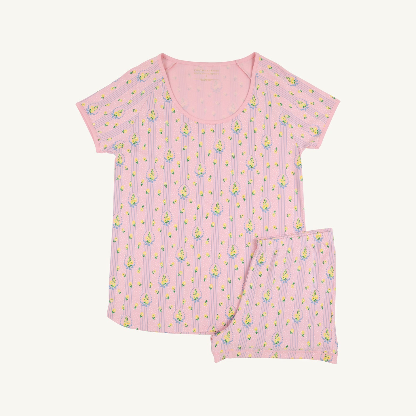 Beaufort Bonnet Shut Eye Short Set - Central Park Posies & Sandpearl Pink