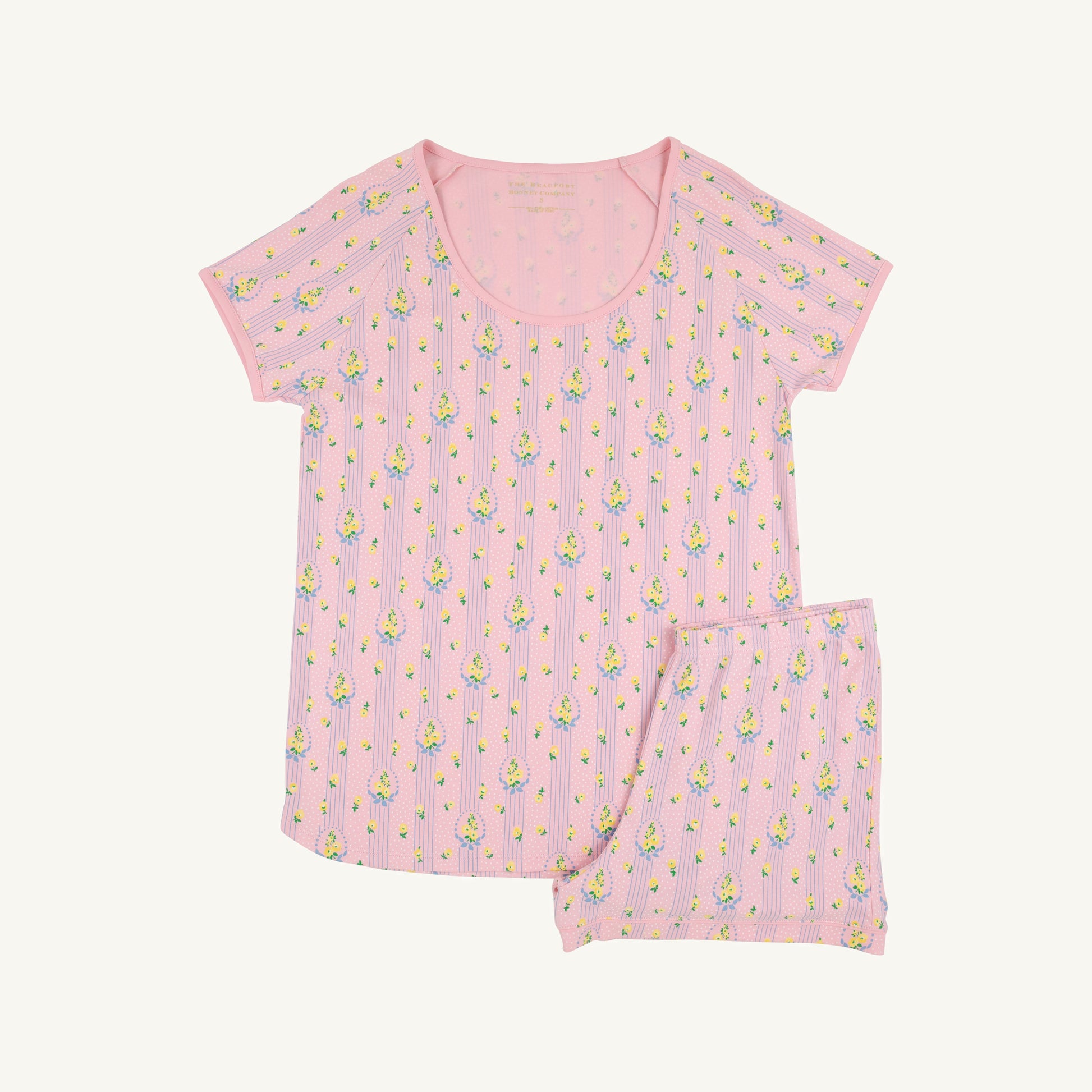 Beaufort Bonnet Shut Eye Short Set - Central Park Posies & Sandpearl Pink