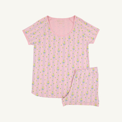 Beaufort Bonnet Shut Eye Short Set - Central Park Posies & Sandpearl Pink