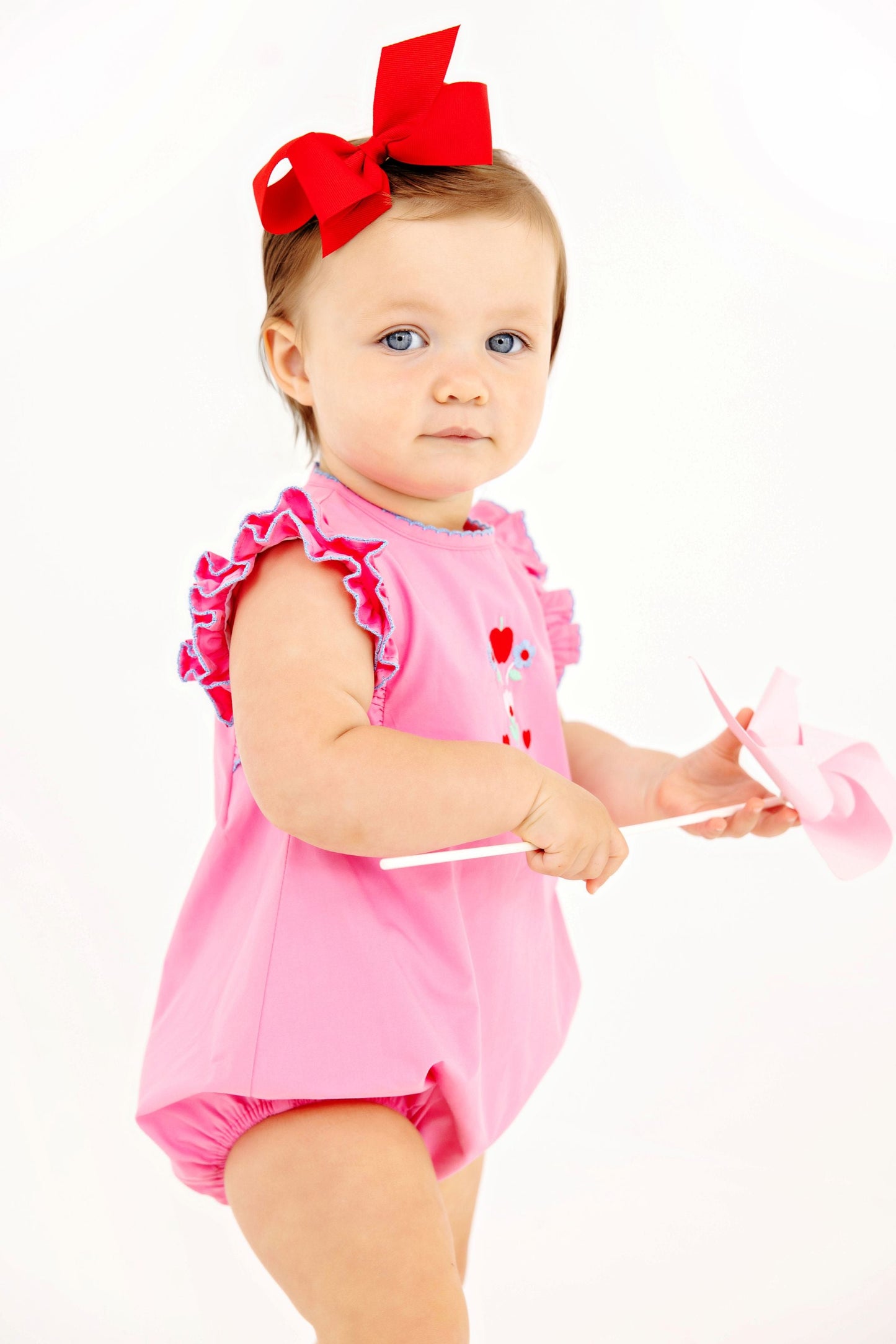 Beaufort Bonnet Ruehling Ruffle Bubble - Hamptons Hot Pink with Flowers