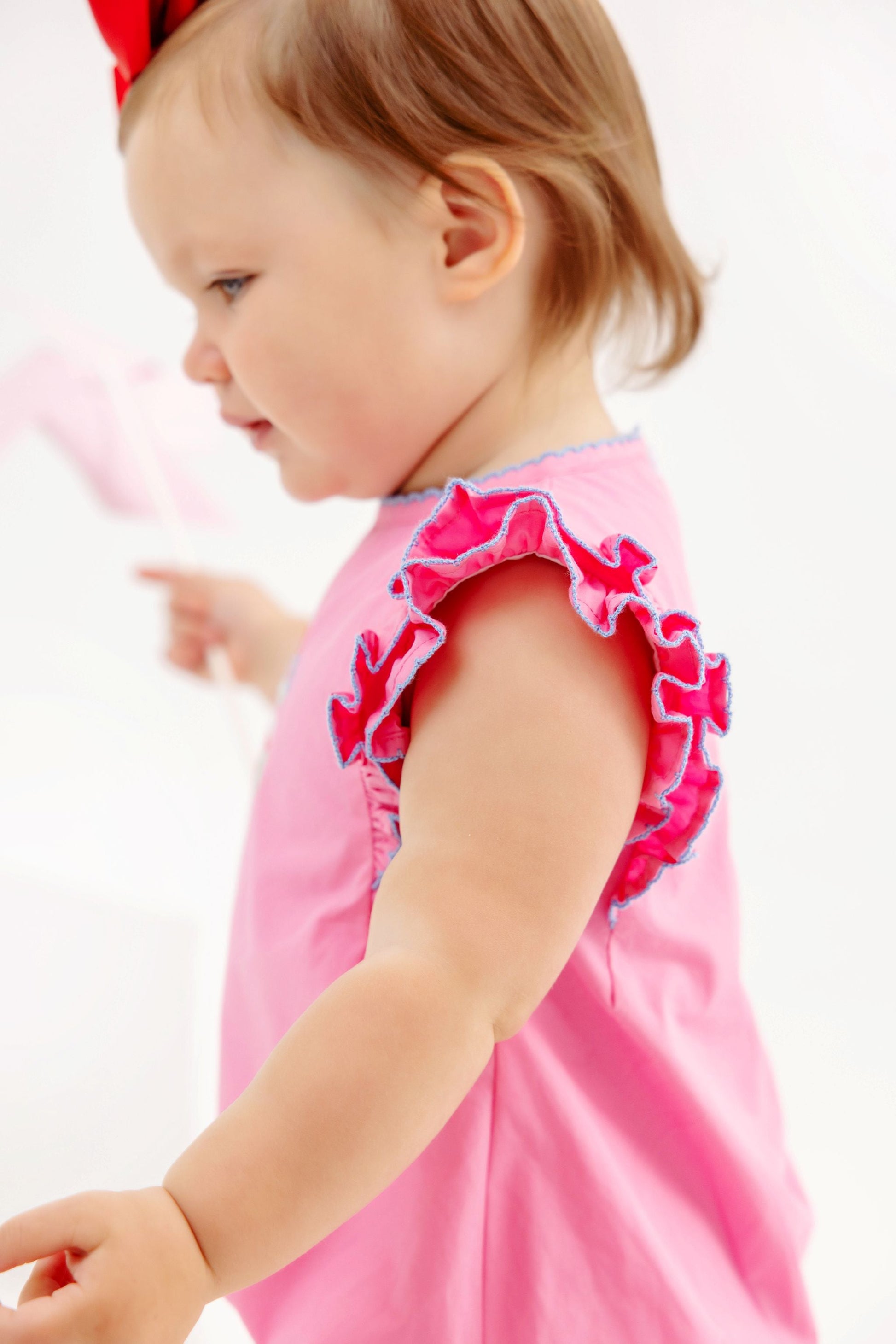 Beaufort Bonnet Ruehling Ruffle Bubble - Hamptons Hot Pink with Flowers