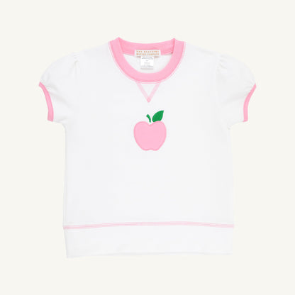 Beaufort Bonnet Short Sleeve Cassidy Comfy Crewneck - White & Pink & Apple