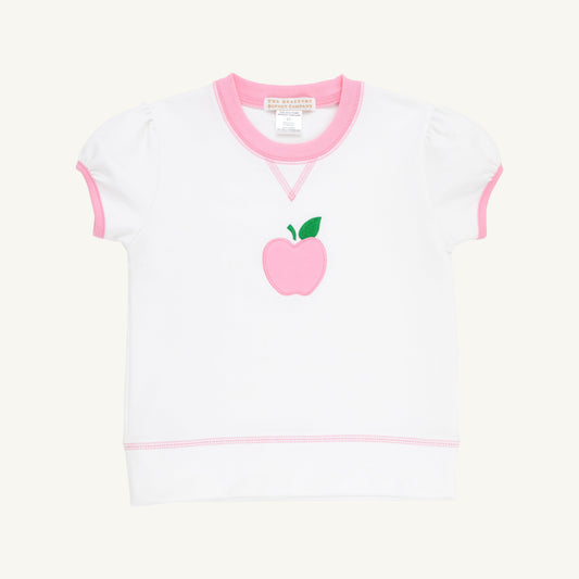Beaufort Bonnet Short Sleeve Cassidy Comfy Crewneck - White & Pink & Apple