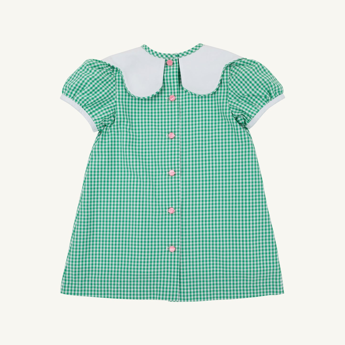Beaufort Bonnet Frenchy Frock - Green Gingham with Apple & Bow Embroidery