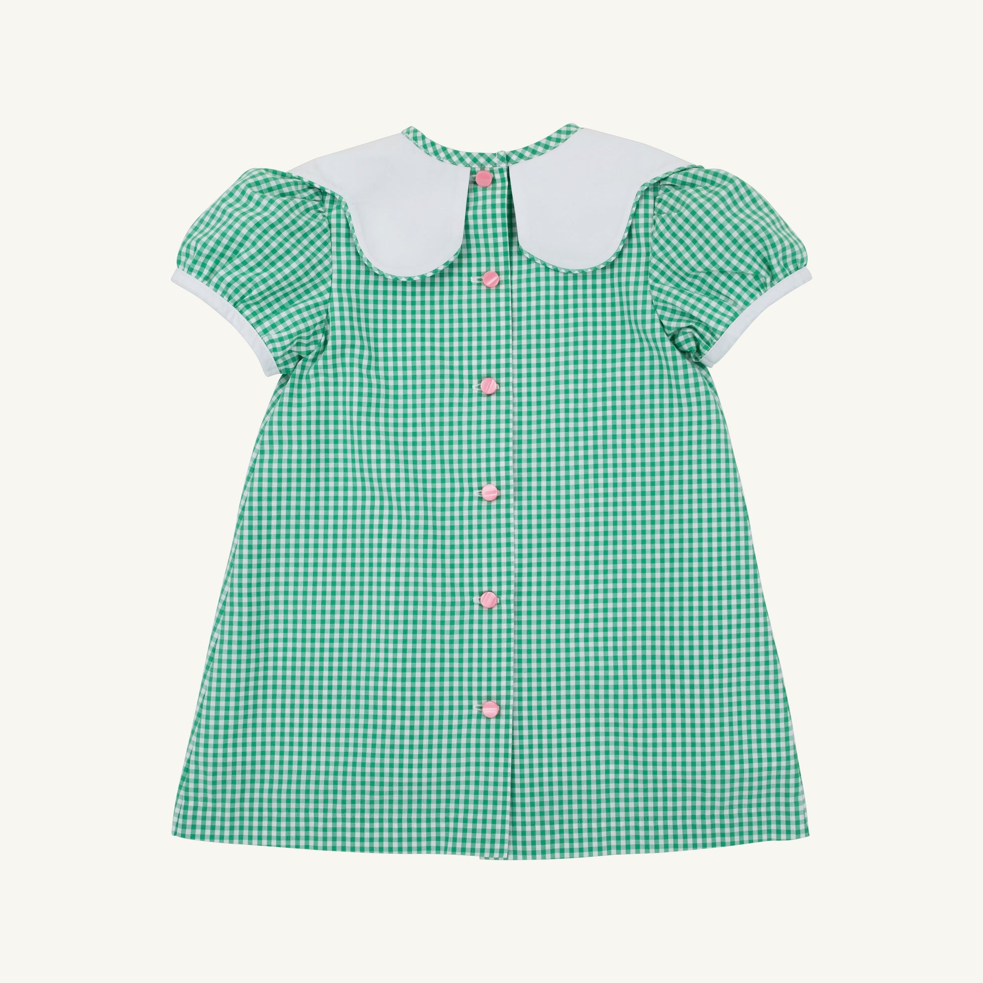 Beaufort Bonnet Frenchy Frock - Green Gingham with Apple & Bow Embroidery