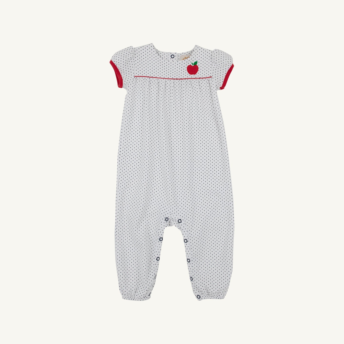 Beaufort Bonnet Penny's Playsuit - Nantucket Navy Microdot with Red & Apple