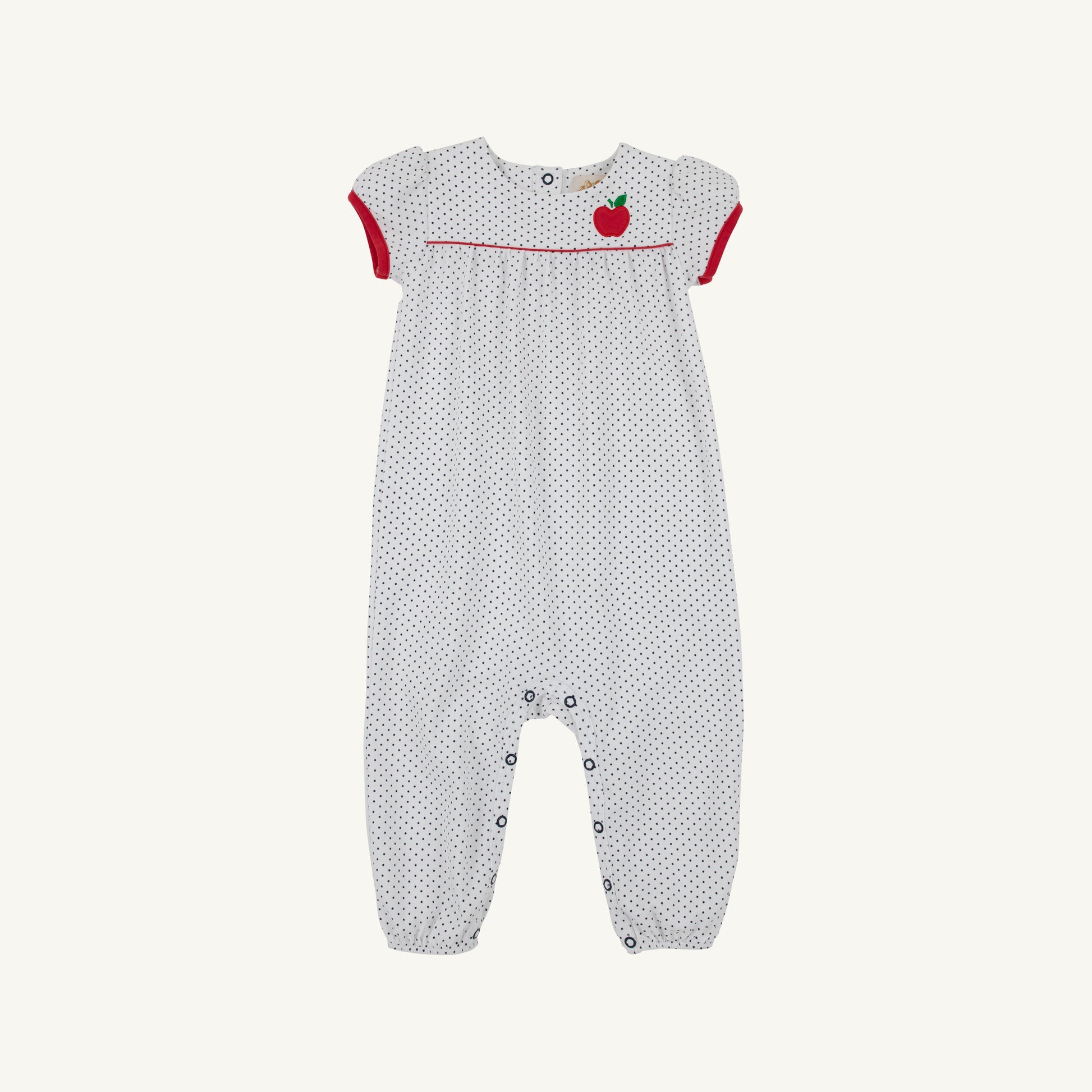 Beaufort Bonnet Penny's Playsuit - Nantucket Navy Microdot with Red & Apple