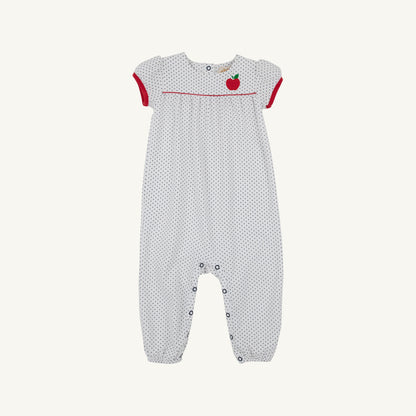 Beaufort Bonnet Penny's Playsuit - Nantucket Navy Microdot with Red & Apple