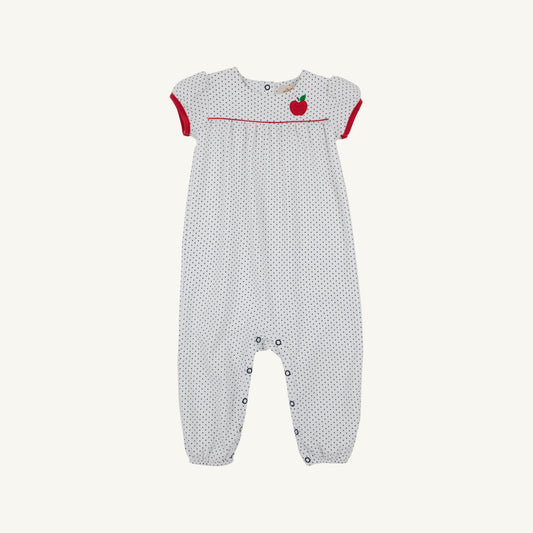 Beaufort Bonnet Penny's Playsuit - Nantucket Navy Microdot with Red & Apple