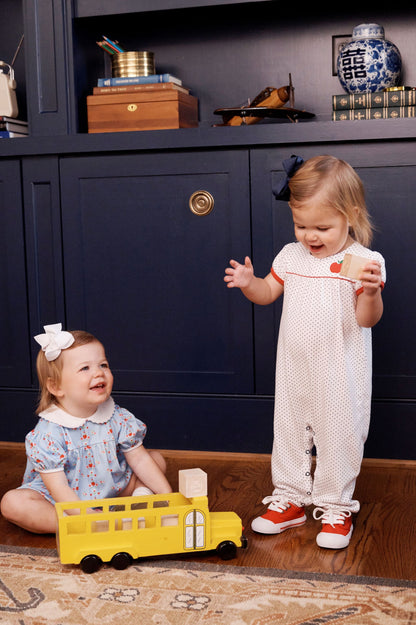 Beaufort Bonnet Penny's Playsuit - Nantucket Navy Microdot with Red & Apple