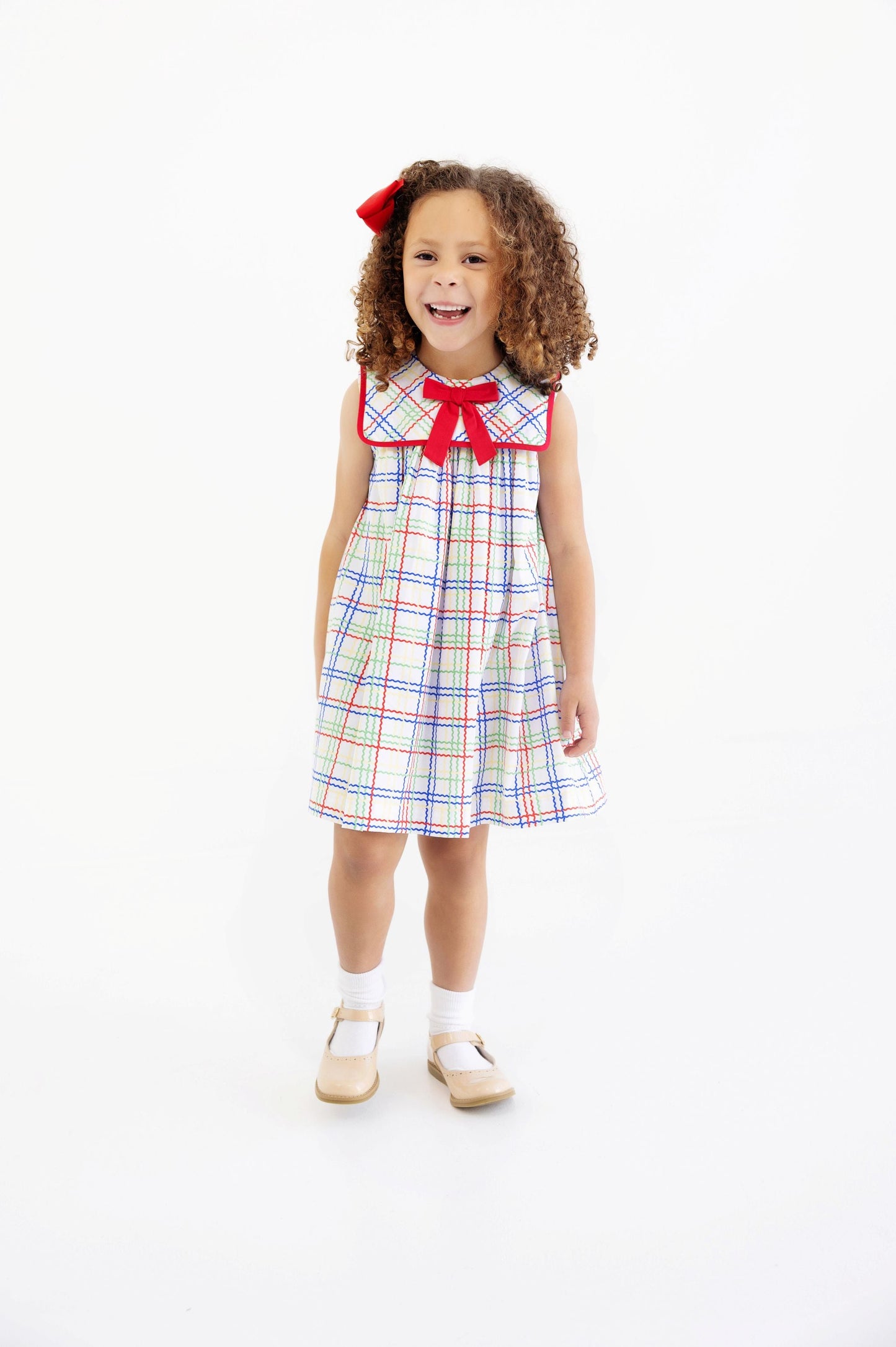 Beaufort Bonnet Sleeveless Stewart's Collar Dress - Wellington Windowpane