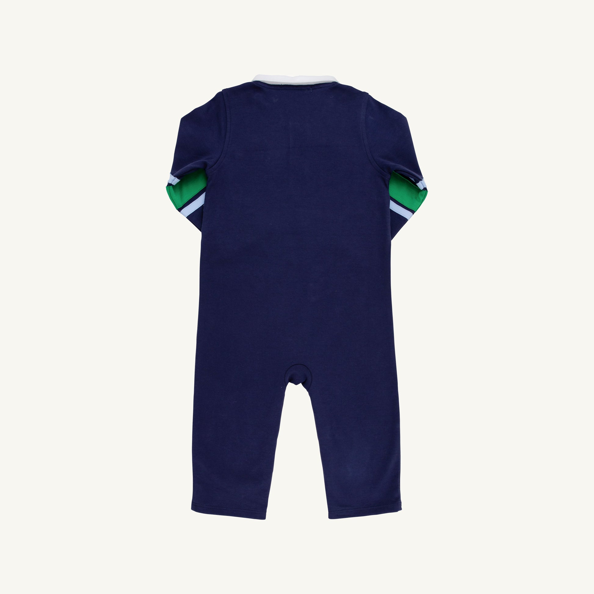 Beaufort Bonnet Sir Proper's Rugby Romper - Navy with Blue & Green Stripe