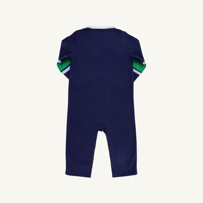 Beaufort Bonnet Sir Proper's Rugby Romper - Navy with Blue & Green Stripe