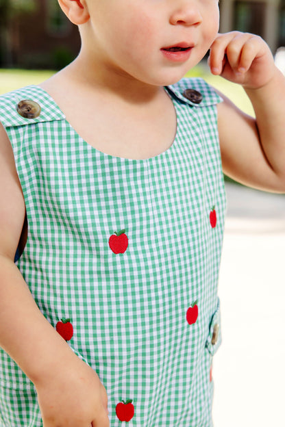 Beaufort Bonnet Critter Jack Keene Jon Jon - Green Gingham & Apples