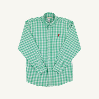 Beaufort Bonnet Dean's List Dress Shirt - Gibson Island Green Mini Gingham