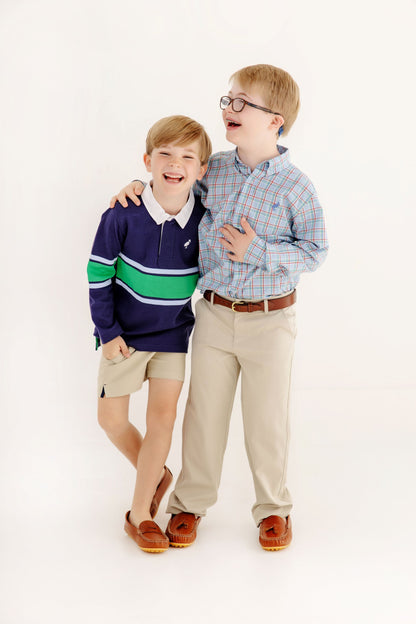 Beaufort Bonnet Rollin's Rugby Shirt - Nantucket Navy & Blue & Green Stripe