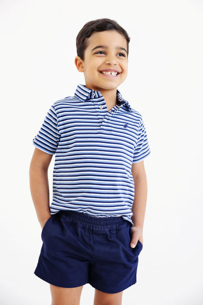 Beaufort Bonnet Prim & Proper Polo - Sumner County Stripe (Barbados Blue)