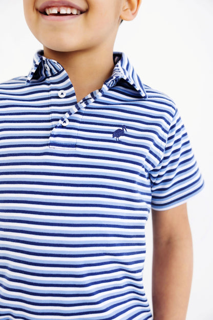 Beaufort Bonnet Prim & Proper Polo - Sumner County Stripe (Barbados Blue)
