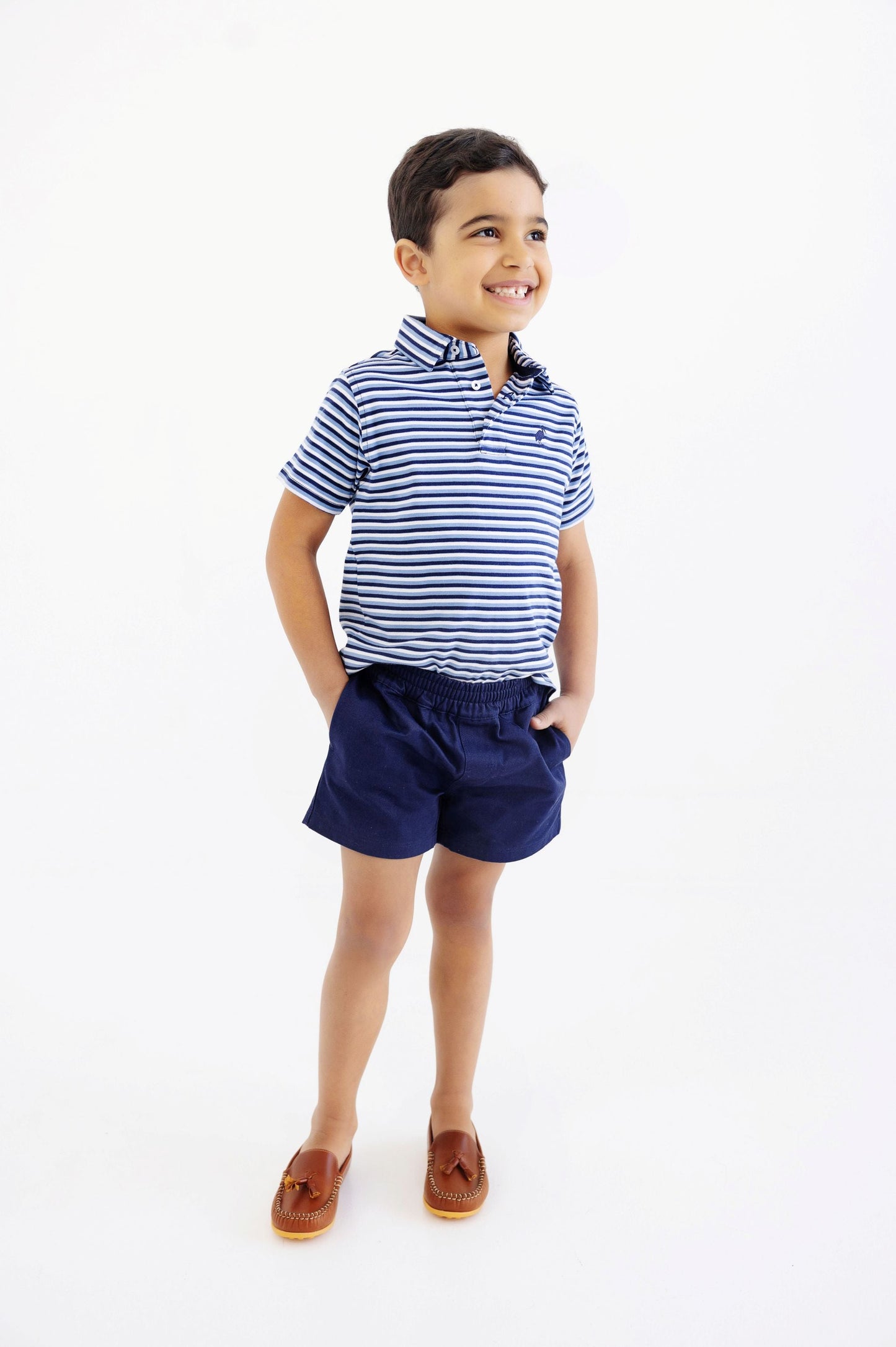 Beaufort Bonnet Prim & Proper Polo - Sumner County Stripe (Barbados Blue)