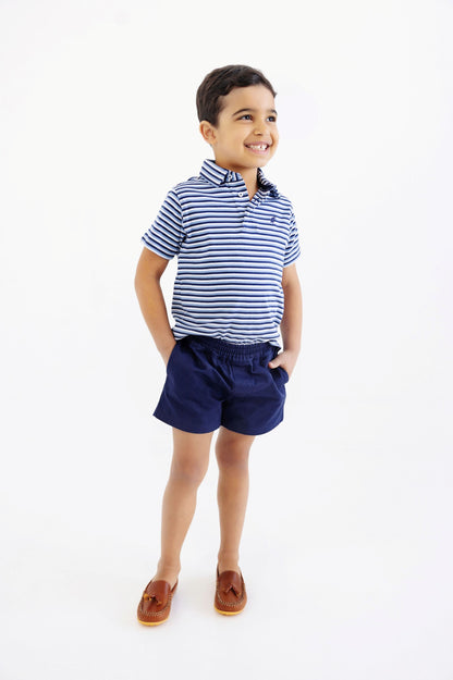 Beaufort Bonnet Prim & Proper Polo - Sumner County Stripe (Barbados Blue)
