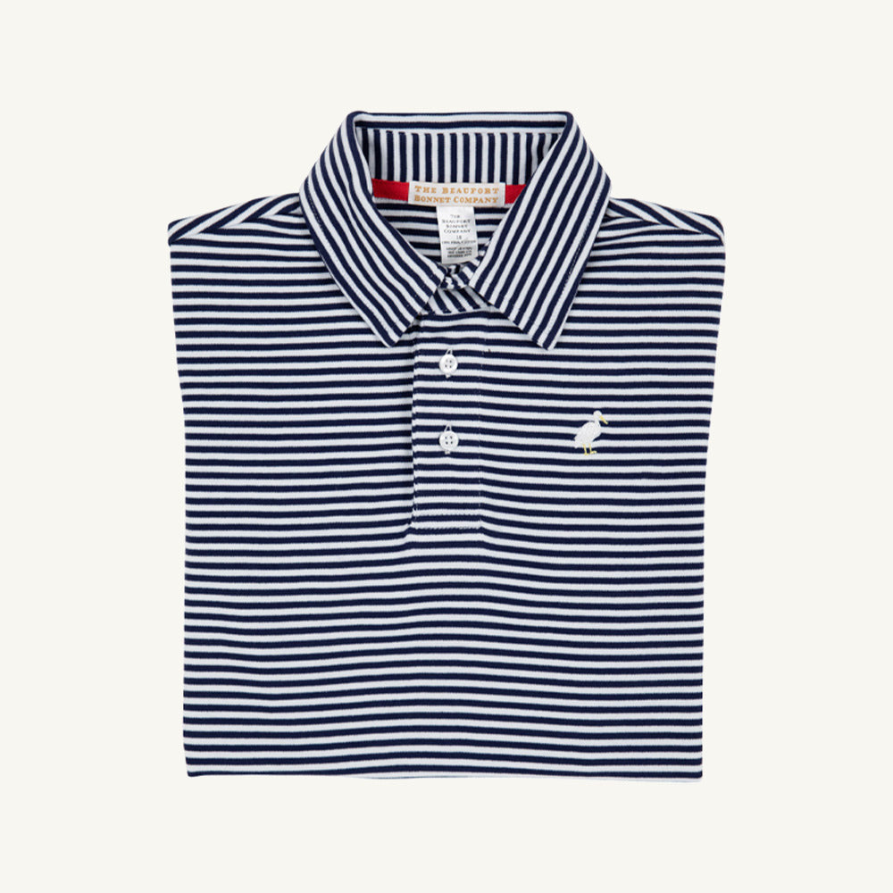 Beaufort Bonnet Prim & Proper Polo & Onesie - Nantucket Navy Stripe with Multicolor St