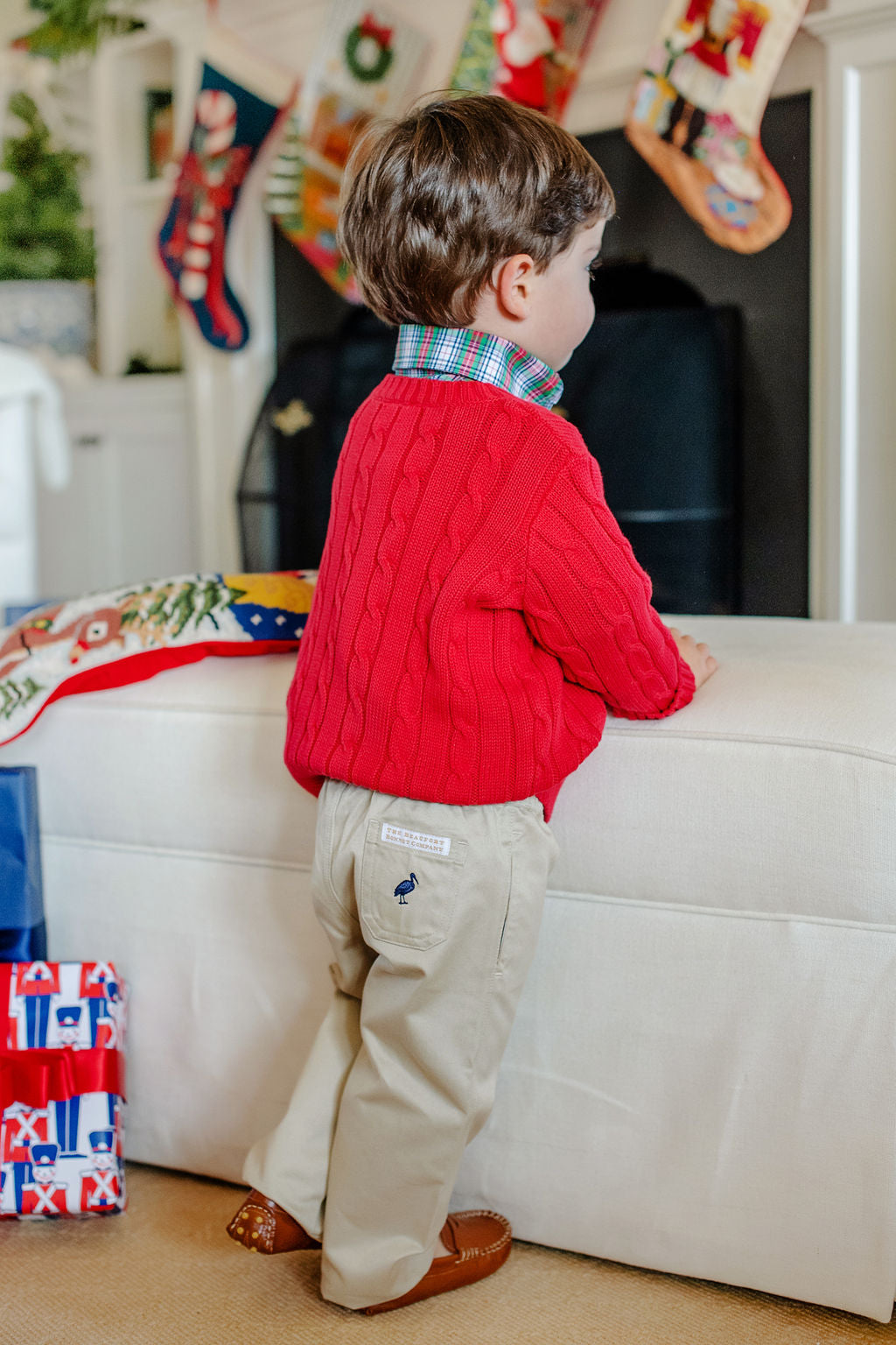 Beaufort Bonnet Sheffield Pants - Keeneland Khaki with Nantucket Navy Stork