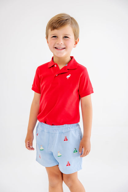 Beaufort Bonnet Prim & Proper Polo & Onesie - Richmond Red