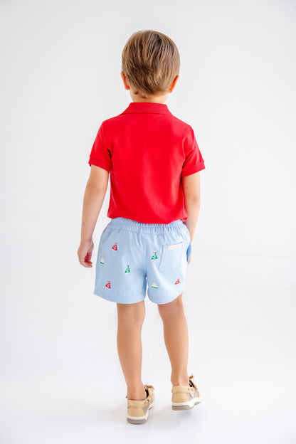 Beaufort Bonnet Prim & Proper Polo & Onesie - Richmond Red