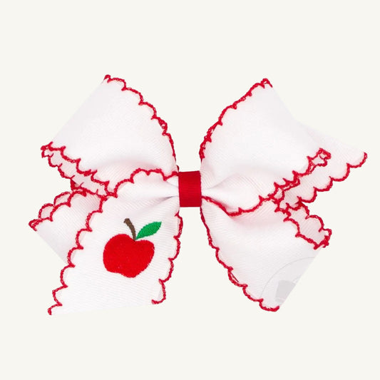 Beaufort Bonnet Wee Ones Hair Bow - Patriotic Embroidery & Moonstitch Edge