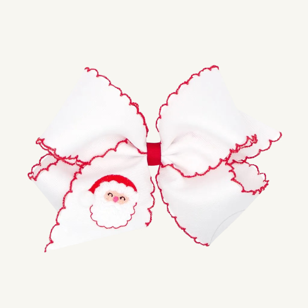 Beaufort Bonnet Wee Ones Hair Bow - Patriotic Embroidery & Moonstitch Edge
