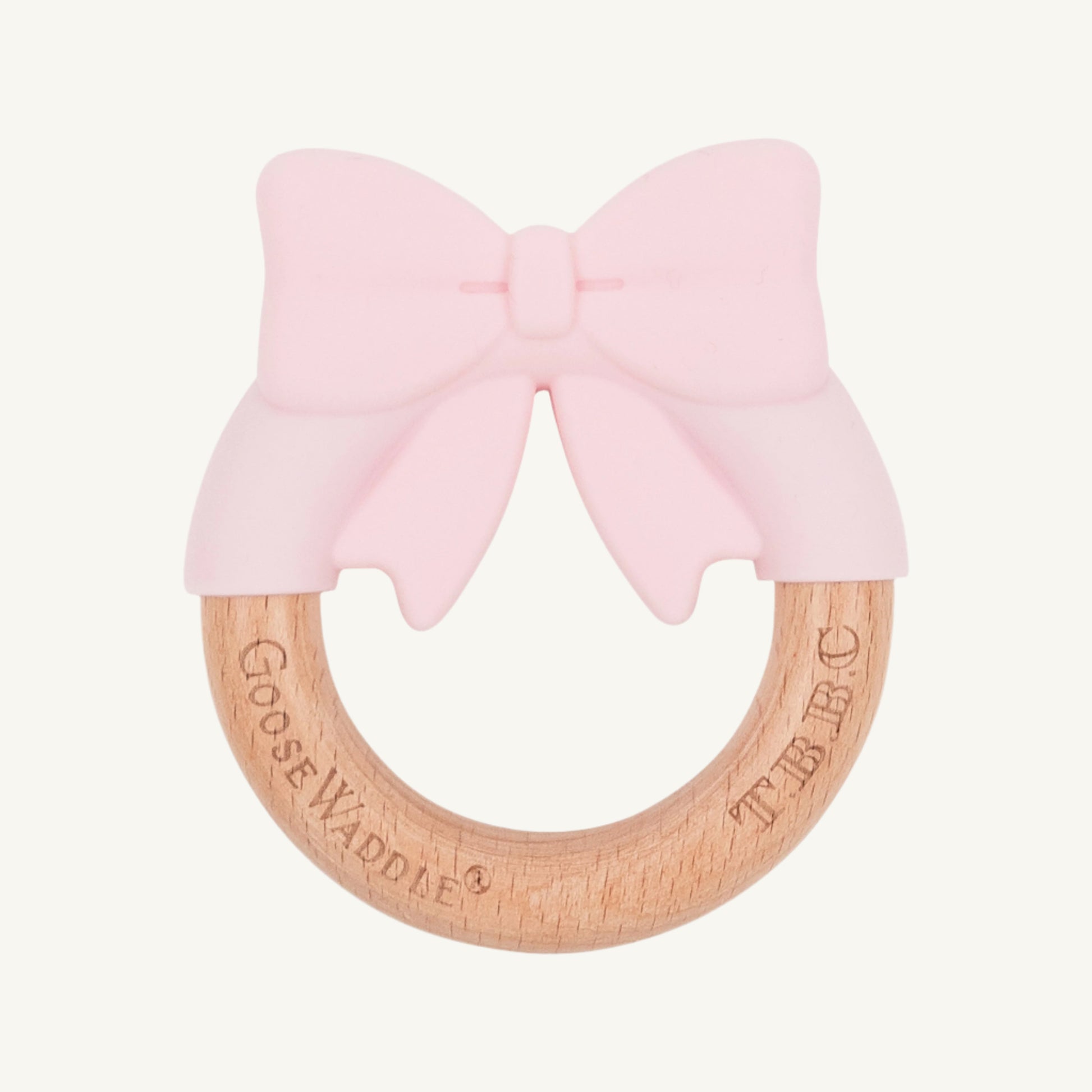 Beaufort Bonnet Bow Wooden & Silicone Teether - Palm Beach Pink