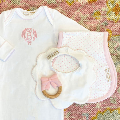 Beaufort Bonnet Bow Wooden & Silicone Teether - Palm Beach Pink