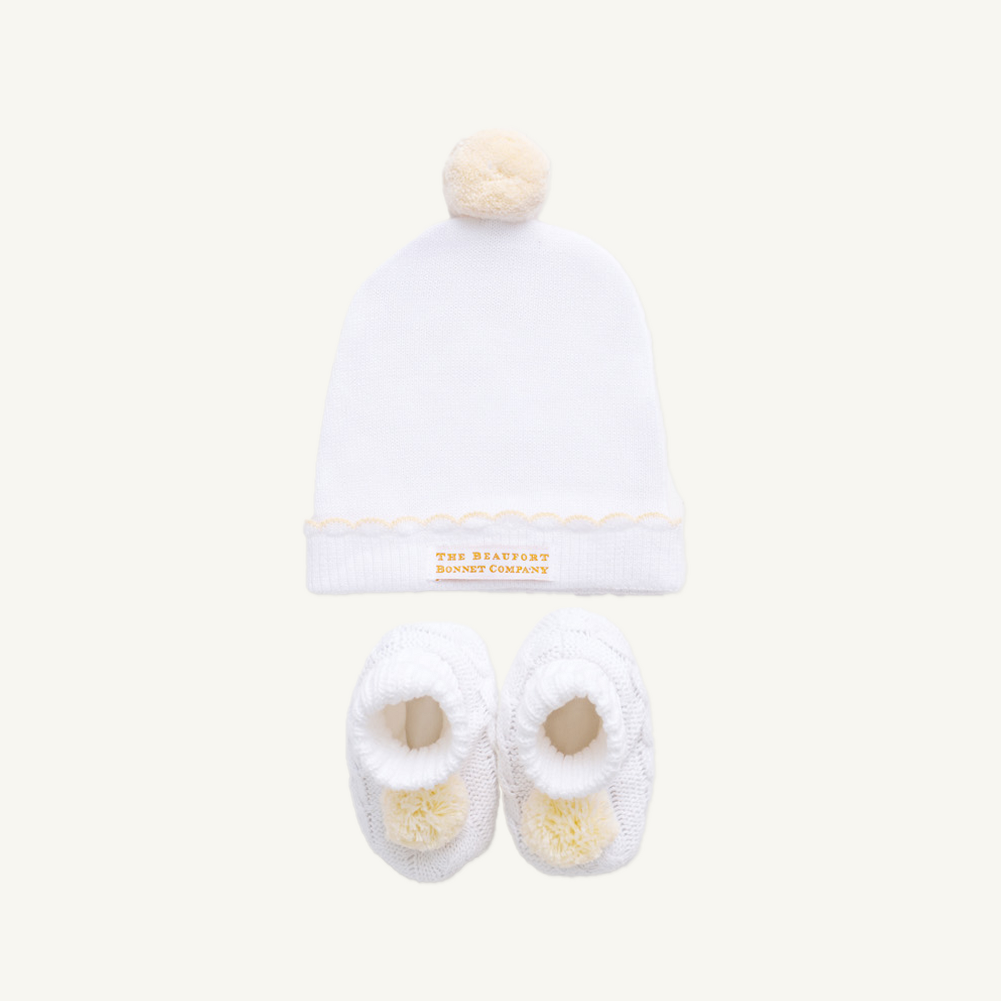 Beaufort Bonnet Bryer Booties & I'm Here Hat Set - Worth Avenue White