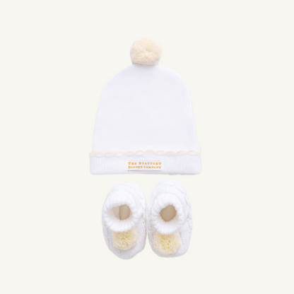 Beaufort Bonnet Bryer Booties & I'm Here Hat Set - Worth Avenue White