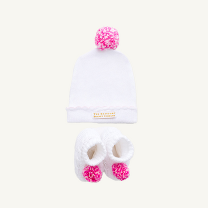Beaufort Bonnet Bryer Booties & I'm Here Hat Set - Worth Avenue White