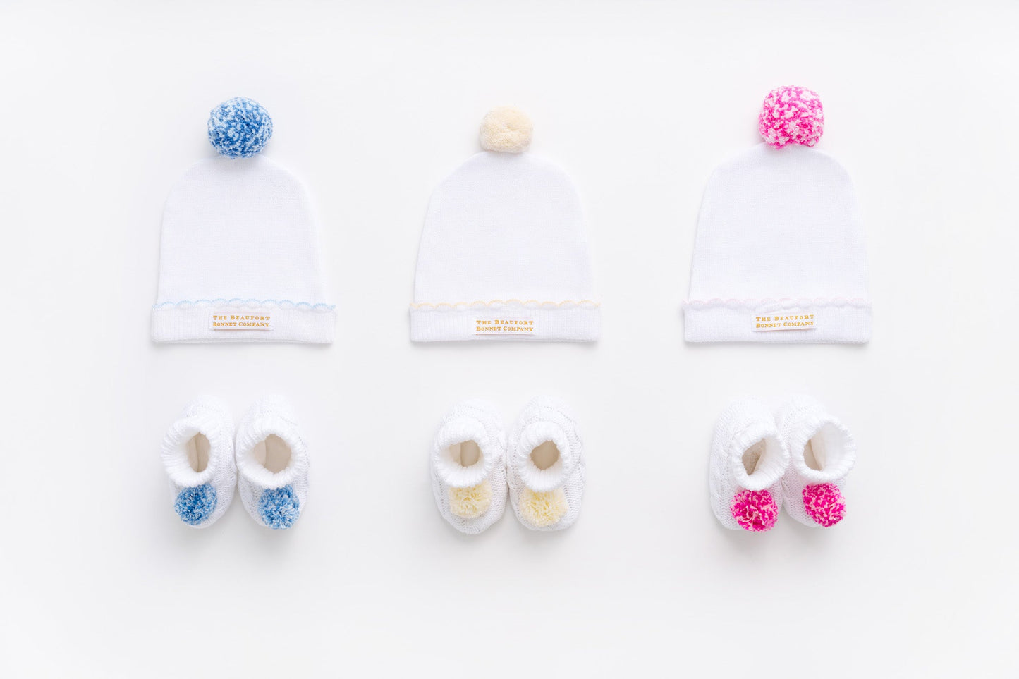 Beaufort Bonnet Bryer Booties & I'm Here Hat Set - Worth Avenue White