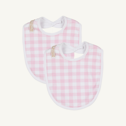 Beaufort Bonnet Bib (2-Pack) - Palm Beach Pink Gingham & Worth Avenue White
