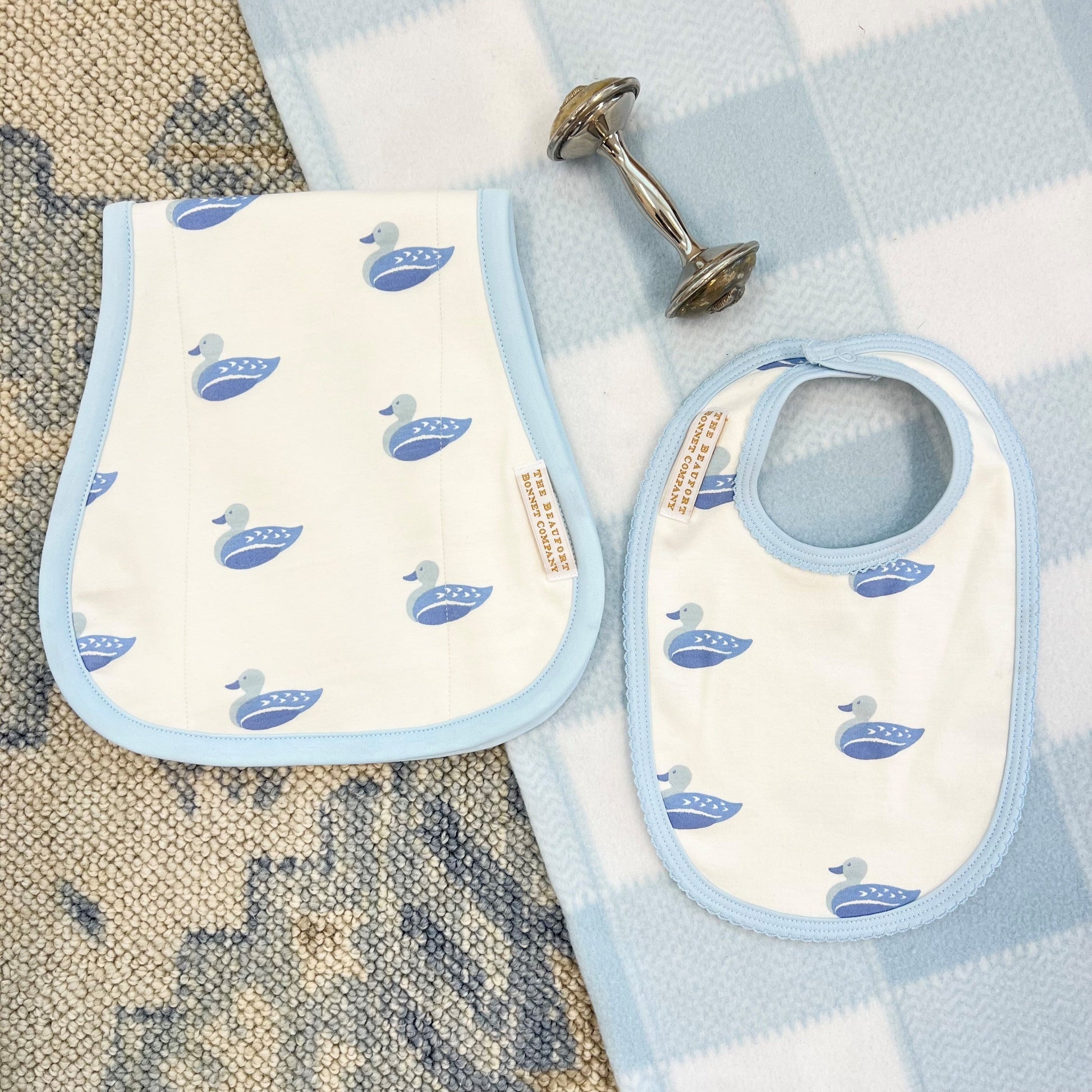 Beaufort Bonnet Burp Cloth - Merrimack Quack Quacks & Buckhead Blue