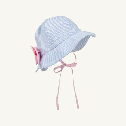 Beaufort Bonnet Pippa Petal Hat - Breakers Blue Seersucker & Palm Beach Pink