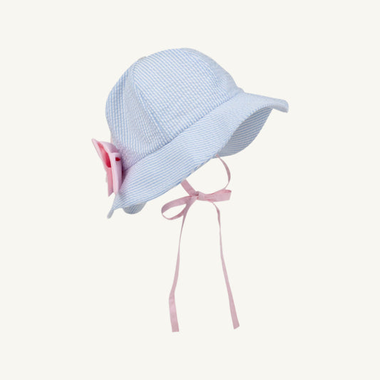 Beaufort Bonnet Pippa Petal Hat - Breakers Blue Seersucker & Palm Beach Pink